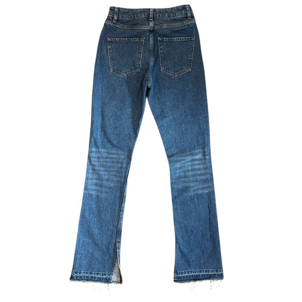 Sandro Paris Vicky Medium Wash Split Distressed Hem Straight Jeans Size 34 - Picture 6 of 7